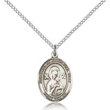 Our Lady of Perpetual Help Medal, Sterling Silver, Medium - 18&quot; 1.2mm Sterling Silver Chain + Clasp