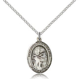 San Juan De La Cruz Medal, Sterling Silver, Medium - 18&quot; 1.2mm Sterling Silver Chain + Clasp