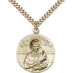St. Lawrence Medal, Gold Filled - 24&quot; 2.4mm Gold Plated Endless Chain