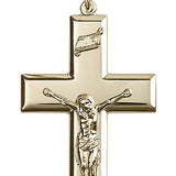 Crucifix Pendant, Gold Filled - 24&quot; 2.4mm Gold Plated Endless Chain