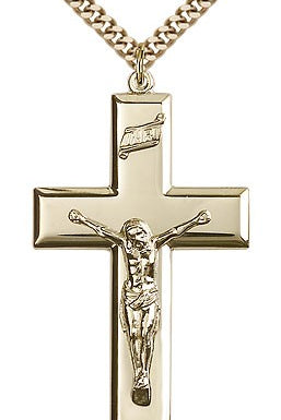 Crucifix Pendant, Gold Filled - 24&quot; 2.4mm Gold Plated Endless Chain