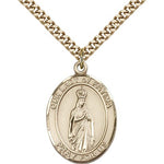 Our Lady of Fatima Medal, Gold Filled, Large - 24&quot; 2.4mm Gold Plated Chain + Clasp