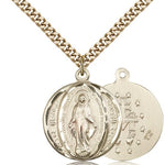 Miraculous Medal, Gold Filled - 24&quot; 2.4mm Gold Plated Endless Chain