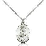 Scapular Medal, Sterling Silver - 18&quot; 1.2mm Sterling Silver Chain + Clasp