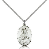 Scapular Medal, Sterling Silver - 18&quot; 1.2mm Sterling Silver Chain + Clasp
