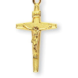 Crucifix Necklace with Patterned Inside, 16 Karat Gold Over Sterling Silver with Chain - Gold-tone