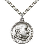 St. Pope John Xxii Medal, Sterling Silver - 24&quot; 2.4mm Rhodium Plate Endless Chain