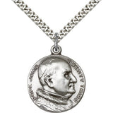 St. Pope John Xxii Medal, Sterling Silver - 24&quot; 2.4mm Rhodium Plate Endless Chain