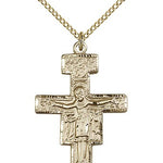 San Damiano Crucifix Pendant, Gold Filled - Gold-tone