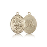 St. George Coast Guard Medal, 14 Karat Gold, Medium - 14 KT Yellow Gold