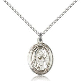 St. Monica Medal, Sterling Silver, Medium - 18&quot; 1.2mm Sterling Silver Chain + Clasp