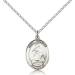 St. Charles Borromeo Medal, Sterling Silver, Medium - 18&quot; 1.2mm Sterling Silver Chain + Clasp