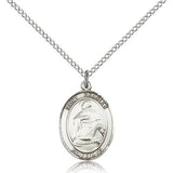 St. Charles Borromeo Medal, Sterling Silver, Medium - 18&quot; 1.2mm Sterling Silver Chain + Clasp