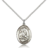 St. Gerard Majella Medal, Sterling Silver, Medium - 18&quot; 1.2mm Sterling Silver Chain + Clasp