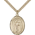 St. Matthias the Apostle Medal, Gold Filled, Large - 24&quot; 2.4mm Gold Plated Chain + Clasp