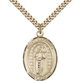 St. Matthias the Apostle Medal, Gold Filled, Large - 24&quot; 2.4mm Gold Plated Chain + Clasp