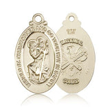 St. Christopher National Guard Medal, 14 Karat Gold - 14 KT Yellow Gold