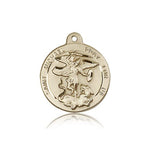 St. Michael the Archangel Medal, 14 Karat Gold - 14 KT Yellow Gold