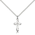 Cross Pendant, Sterling Silver - 18&quot; 1.2mm Sterling Silver Chain + Clasp