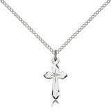 Cross Pendant, Sterling Silver - 18&quot; 1.2mm Sterling Silver Chain + Clasp