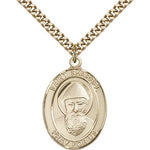 St. Sharbel Medal, Gold Filled, Large - 24&quot; 2.4mm Gold Plated Chain + Clasp