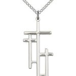 Cross Pendant, Sterling Silver - 18&quot; 1.2mm Sterling Silver Chain + Clasp