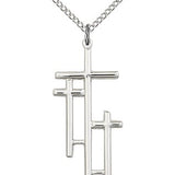 Cross Pendant, Sterling Silver - 18&quot; 1.2mm Sterling Silver Chain + Clasp