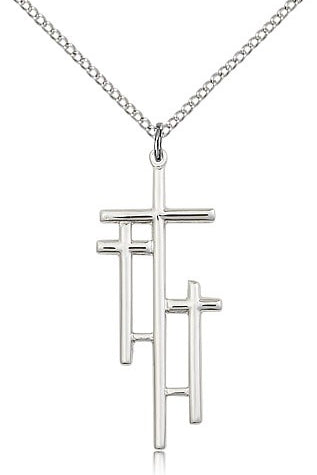 Cross Pendant, Sterling Silver - 18&quot; 1.2mm Sterling Silver Chain + Clasp