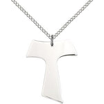 Tau Cross Pendant, Sterling Silver - 18&quot; 1.2mm Sterling Silver Chain + Clasp