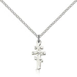 Greek Orthodox Cross Pendant, Sterling Silver - 18&quot; 1.2mm Sterling Silver Chain + Clasp