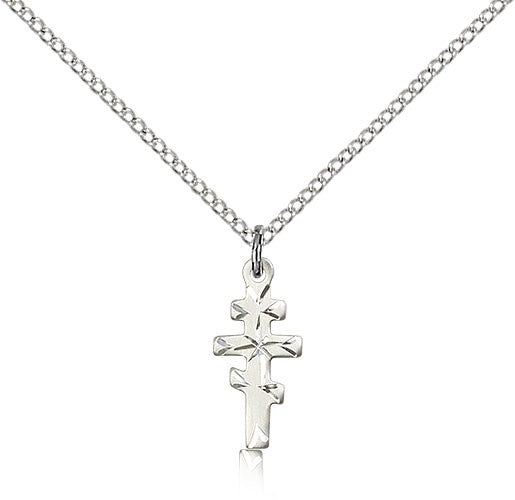 Greek Orthodox Cross Pendant, Sterling Silver - 18&quot; 1.2mm Sterling Silver Chain + Clasp