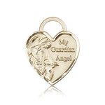 Guardian Angel Heart Medal, 14 Karat Gold - 14 KT Yellow Gold