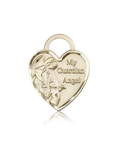Guardian Angel Heart Medal, 14 Karat Gold - 14 KT Yellow Gold
