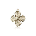 4 Way Cross Pendant, 14 Karat Gold - 14 KT Yellow Gold