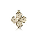 4 Way Cross Pendant, 14 Karat Gold - 14 KT Yellow Gold