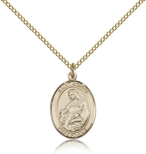 St. Agnes of Rome Medal, Gold Filled, Medium - Gold-tone