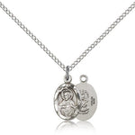 Scapular Medal, Sterling Silver - 18&quot; 1.2mm Sterling Silver Chain + Clasp