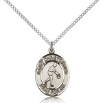 St. Christopher Basketball Medal, Sterling Silver, Medium - 18&quot; 1.2mm Sterling Silver Chain + Clasp