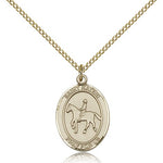 St. Kateri Equestrian Medal, Gold Filled, Medium - Gold-tone