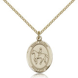 St. Kateri Equestrian Medal, Gold Filled, Medium - Gold-tone