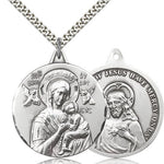 Our Lady of Perpetual Help Medal, Sterling Silver - 24&quot; 2.4mm Rhodium Plate Endless Chain