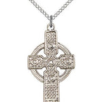 Kilklispeen Cross Pendant, Sterling Silver - 18&quot; 1.2mm Sterling Silver Chain + Clasp