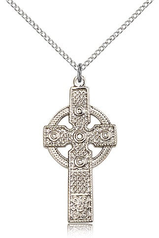 Kilklispeen Cross Pendant, Sterling Silver - 18&quot; 1.2mm Sterling Silver Chain + Clasp