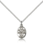5 Way Cross Pendant, Sterling Silver - 18&quot; 1.2mm Sterling Silver Chain + Clasp