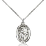 St. Christopher Golf Medal, Sterling Silver, Medium - 18&quot; 1.2mm Sterling Silver Chain + Clasp
