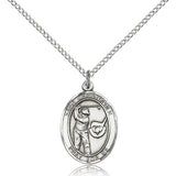 St. Christopher Golf Medal, Sterling Silver, Medium - 18&quot; 1.2mm Sterling Silver Chain + Clasp