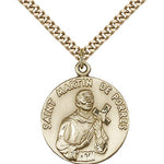 St. Martin De Porres Medal, Gold Filled - 24&quot; 2.4mm Gold Plated Endless Chain