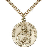 St. Martin De Porres Medal, Gold Filled - 24&quot; 2.4mm Gold Plated Endless Chain