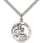 St. Gerard Medal, Sterling Silver - 24&quot; 2.4mm Rhodium Plate Endless Chain