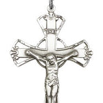 Crucifix Pendant, Sterling Silver - 24&quot; 2.4mm Rhodium Plate Chain + Clasp